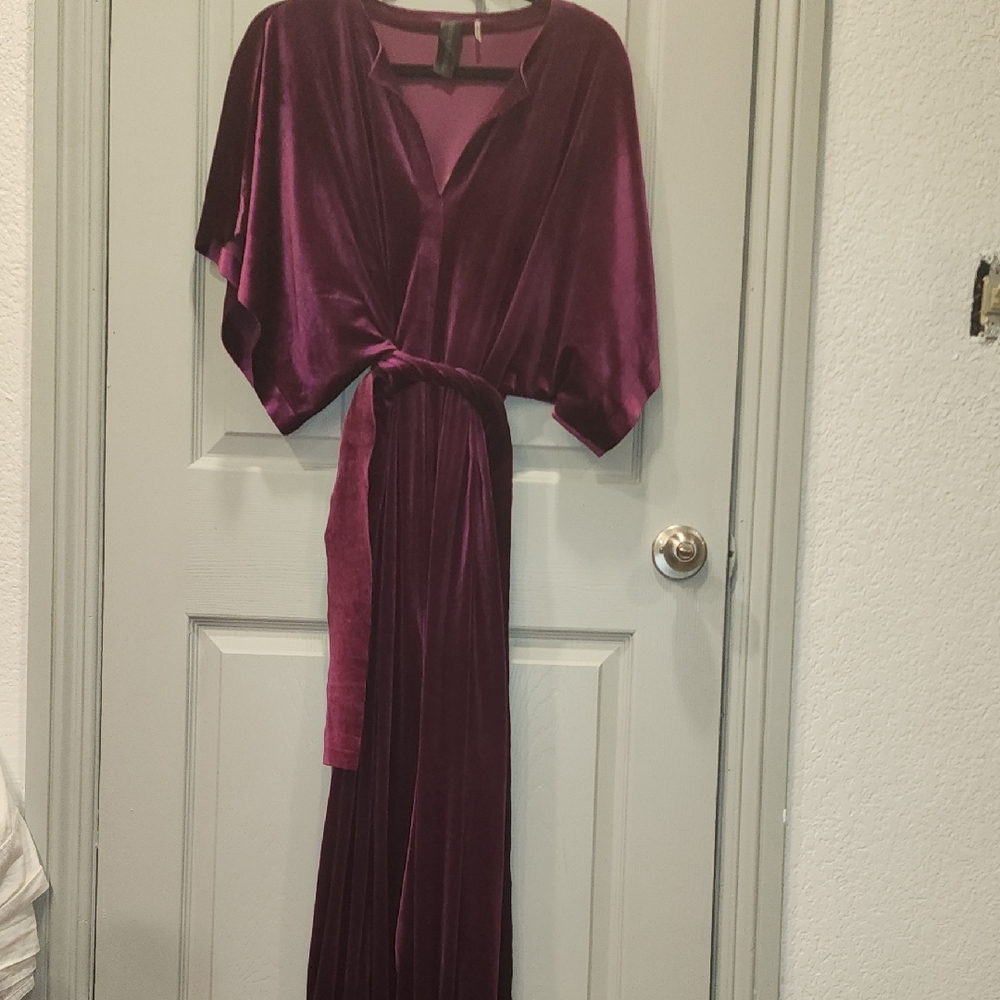 Norma Kamali Rich Plum Velvet Robe